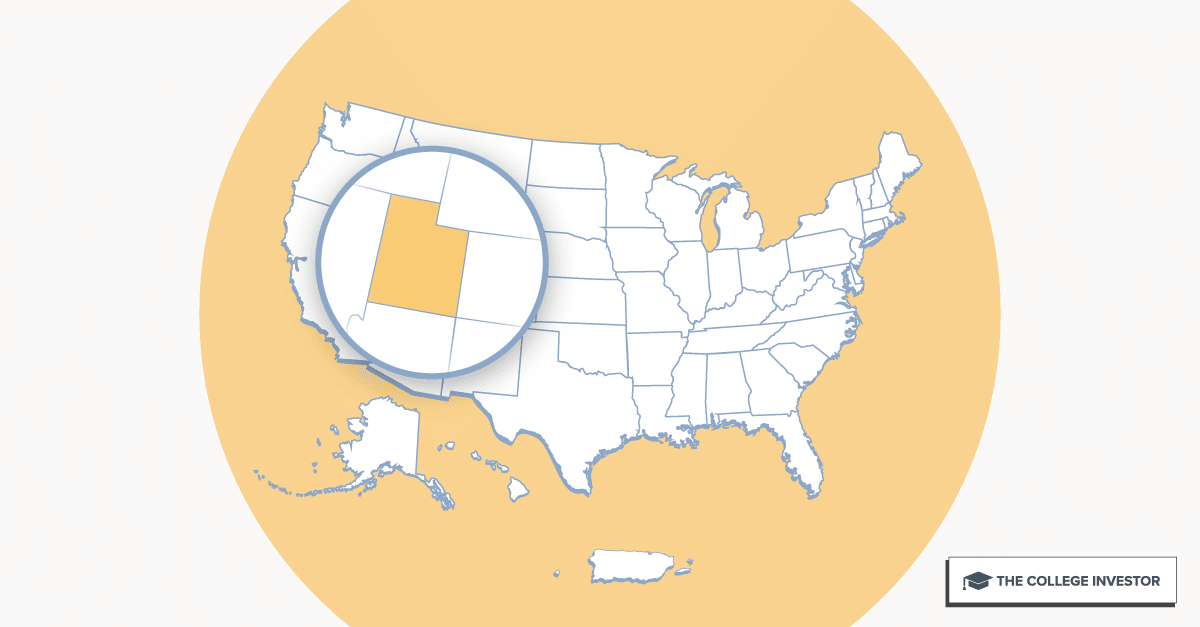 U.S. map highlighting Utah for Utah student loan forgiveness programs