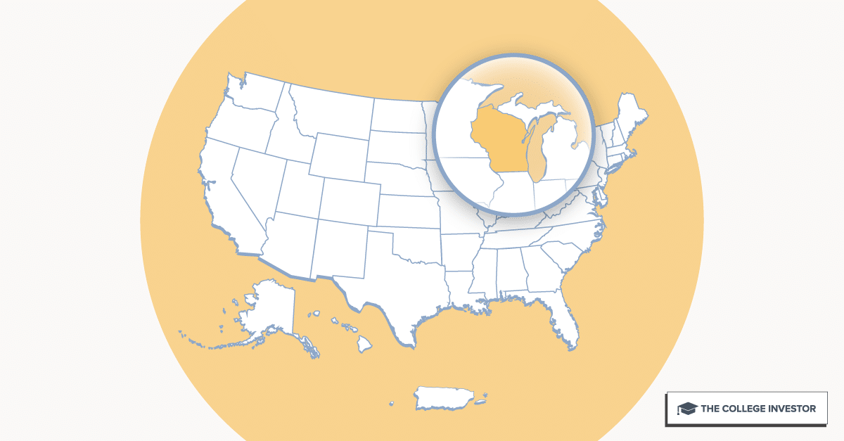 U.S. map highlighting Wisconsin for Wisconsin student loan forgiveness programs
