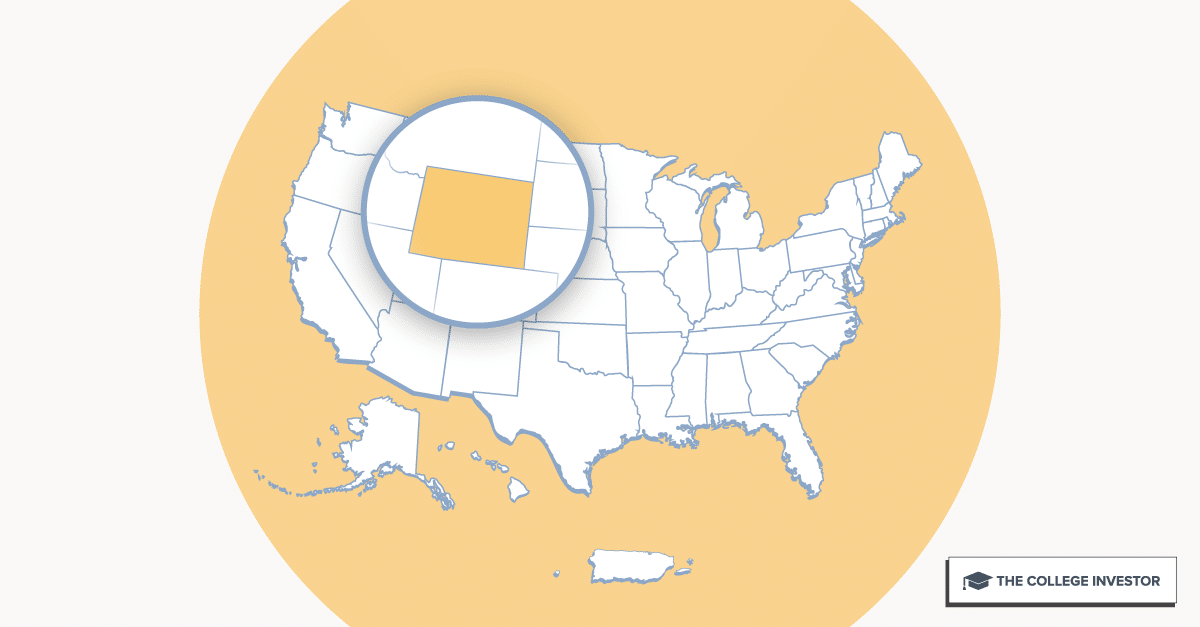 U.S. map highlighting Wyoming for Wyoming student loan forgiveness programs