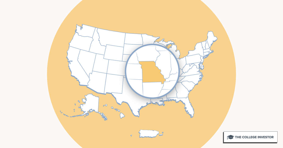 Map of the United States with Missouri highlighted for the Missouri 529 plan review