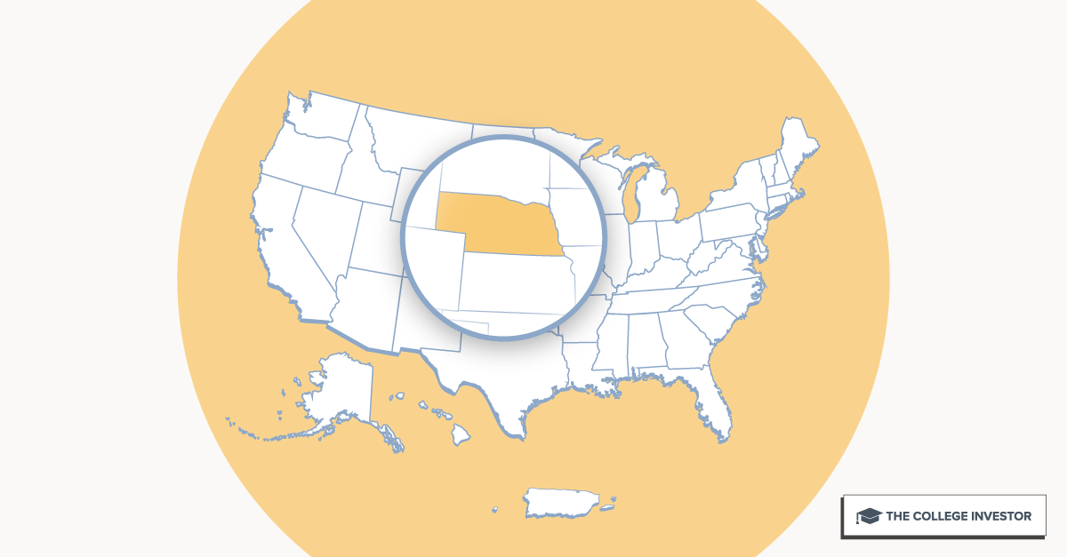 U.S. map highlighting Nebraska for Nebraska student loan forgiveness programs