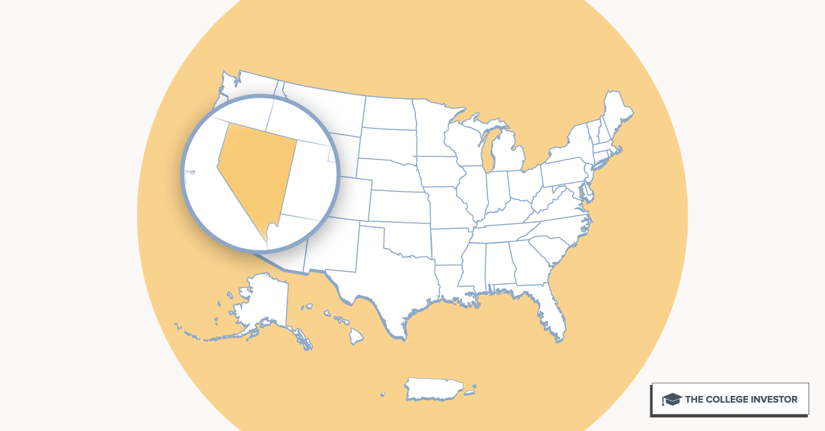 Map of the United States with Nevada highlighted for the Nevada 529 plan review
