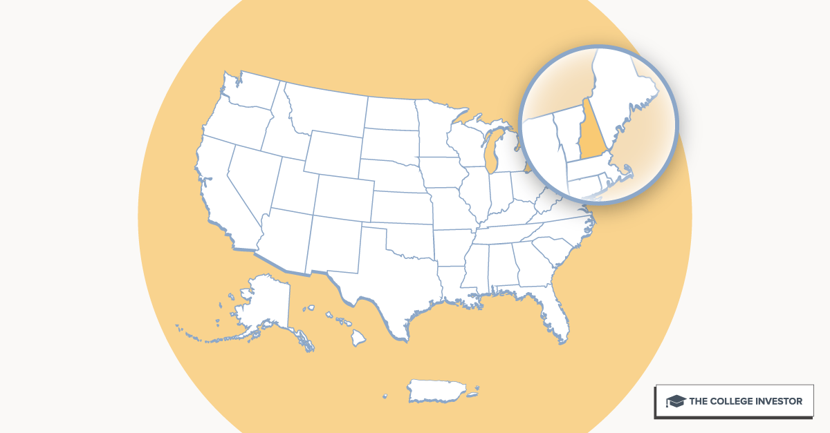 U.S. map highlighting New Hampshire for New Hampshire student loan forgiveness programs