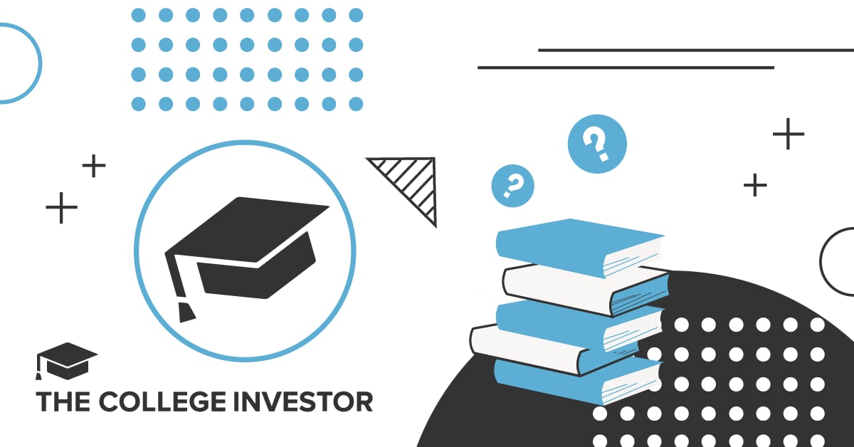 Illustration of a graduation cap inside a circle beside a stack of textbooks and question mark icons, representing ACT test prep