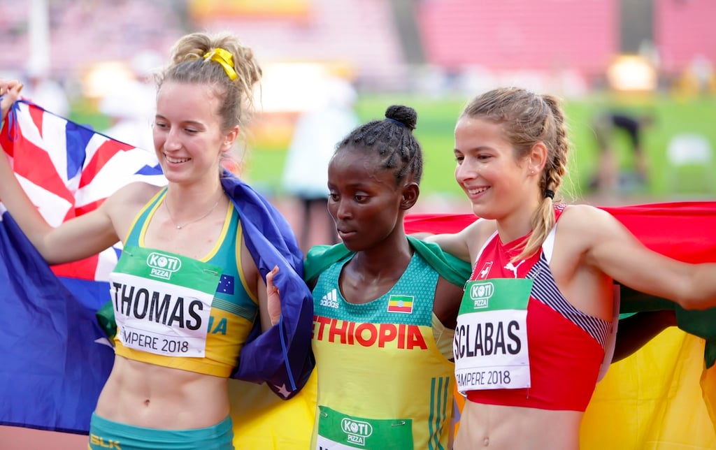 TAMPERE, FINLAND, July 12: DIRIBE WELTEJI (Ethiopia) win gold medal in 800 metrs on the IAAF World U20 Championship in Tampere, Finland.