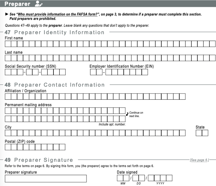 FAFSA Preparer