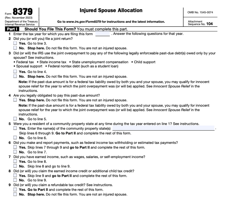 Form 8379 Part 1