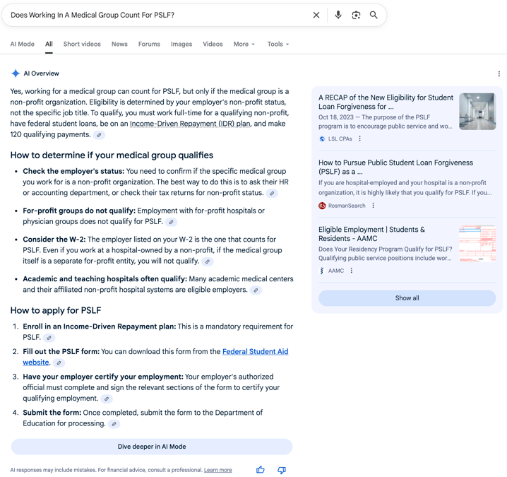Medical Group Medical Group | Screenshot by The College Investor