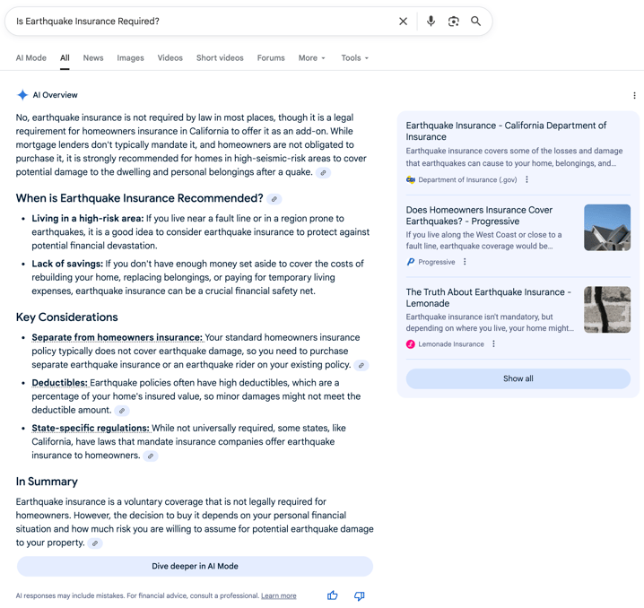 Earthquake Insurance Earthquake Insurance | Screenshot by The College Investor