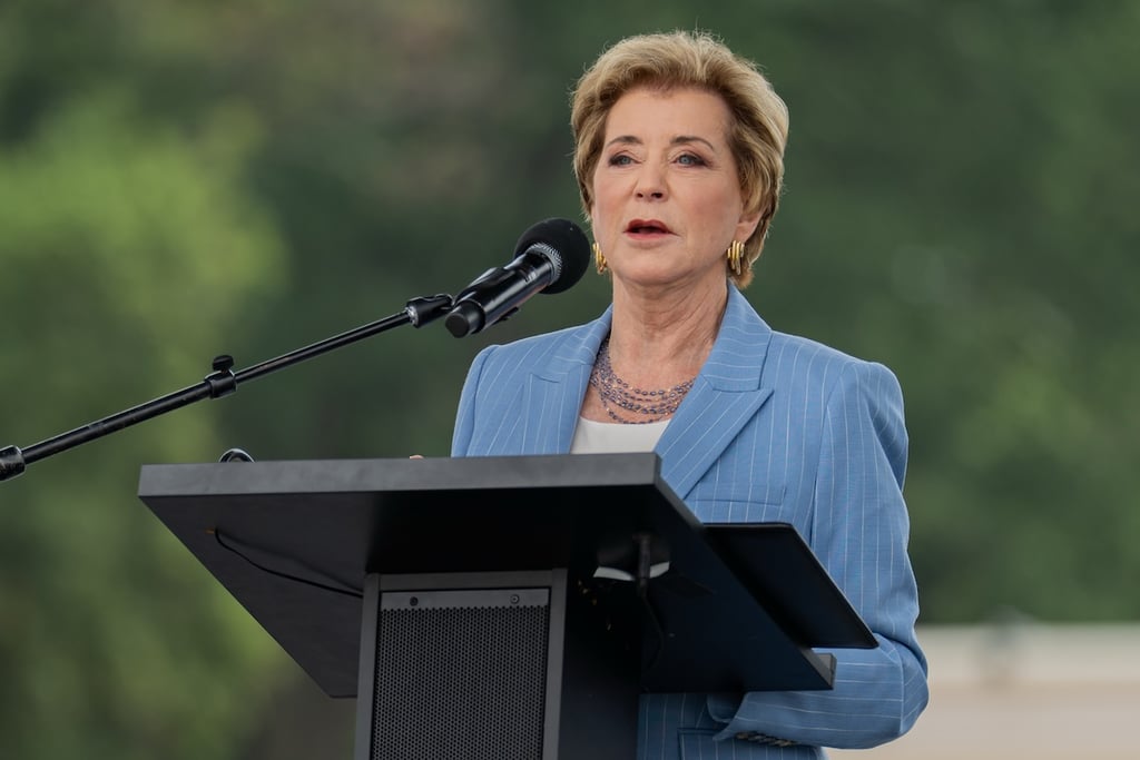 July 10, 2026, Washington, District Of Columbia, United States: U.S. Secretary of Education LINDA McMAHON greets visitors during the final day of the Great American State Fair on the National Mall in Washington, D.C. (Credit Image: © Matt Kaminsky/ZUMA Press Wire)
