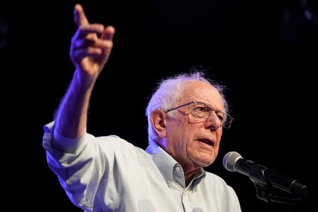 U.S. Senator Bernie Sanders (I&ndash;VT) speaks during a campaign rally for Minnesota Lt. Gov. Peggy Flanagan, who is running against Angie Craig for the Democratic nomination to fill Tina Smith's senate seat, in Minneapolis, Minnesota, U.S., July 20, 2026.  REUTERS/Tim Evans