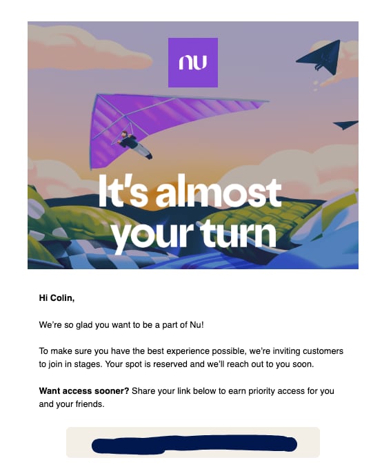 Nu invite email screenshot