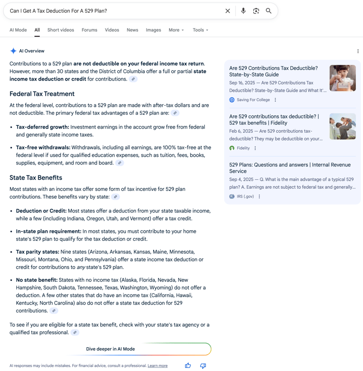 529 plan deduction 529 plan deduction | screenshot by The College Investor