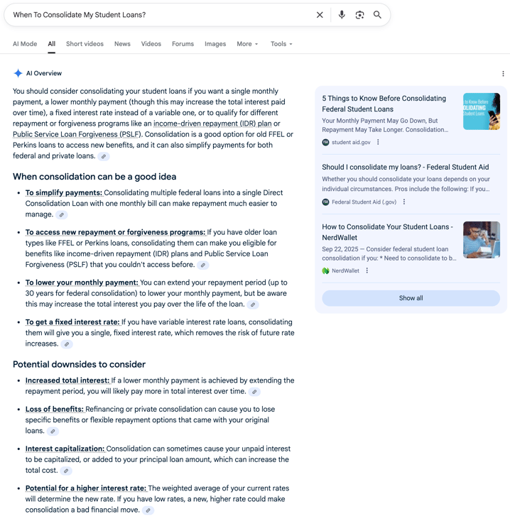 Consolidate Student Loans Consolidate Student Loans | Screenshot by The College Investor