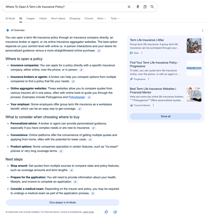 Where to open a term life insurance policy Where to open a term life insurance policy | Screenshot by The College Investor