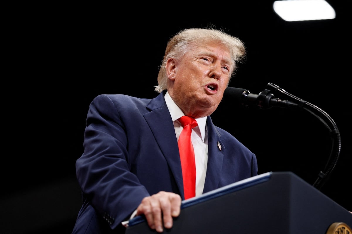 US President Donald Trump delivers remarks during a midterm campaign rally at Ocean Center in Daytona Beach, Florida, US, October 30, 2026. REUTERS/Evan Vucci
