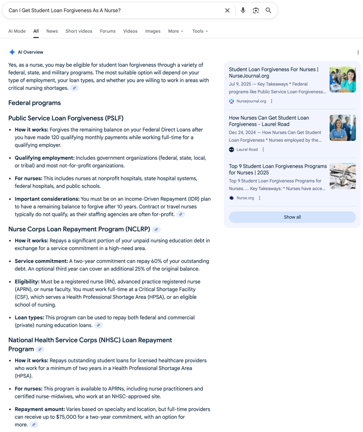Loan Forgiveness As A Nurse Loan Forgiveness As A Nurse | Screenshot by The College Investor