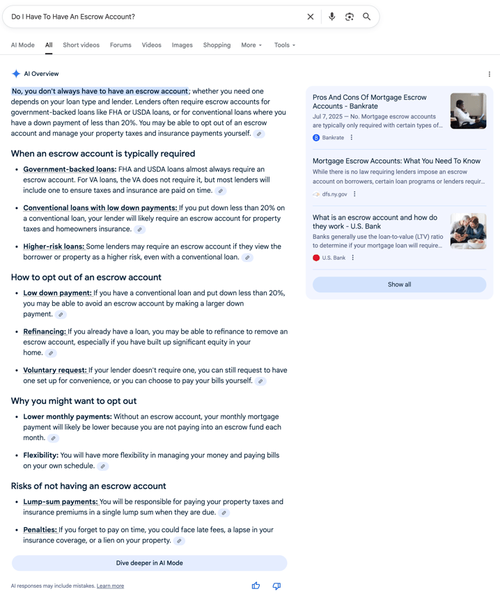 Escrow Account Escrow Account | Screenshot by The College Investor
