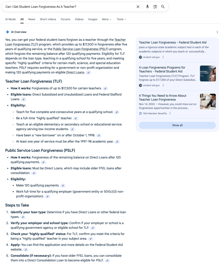Teacher Loan Forgiveness Teacher Loan Forgiveness | Screenshot by The College Investor
