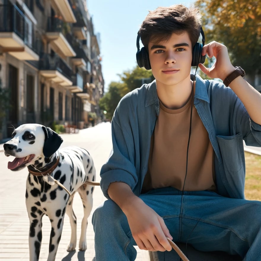Teenager dog walking as a side hustle | Source: DALL-E