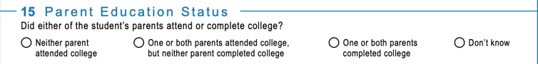 Parent Education Status Parent Education Status | Source: FAFSA