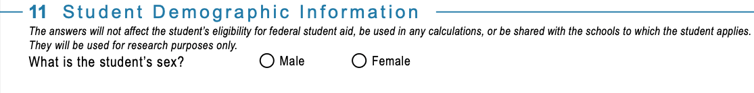 Students Sex and Gender | Source: FAFSA