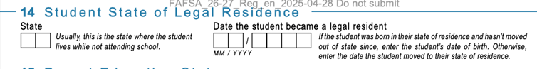 Student State State of Legal Residence | Source: FAFSA