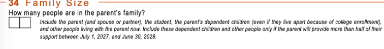 FAFSA Parent Family Size