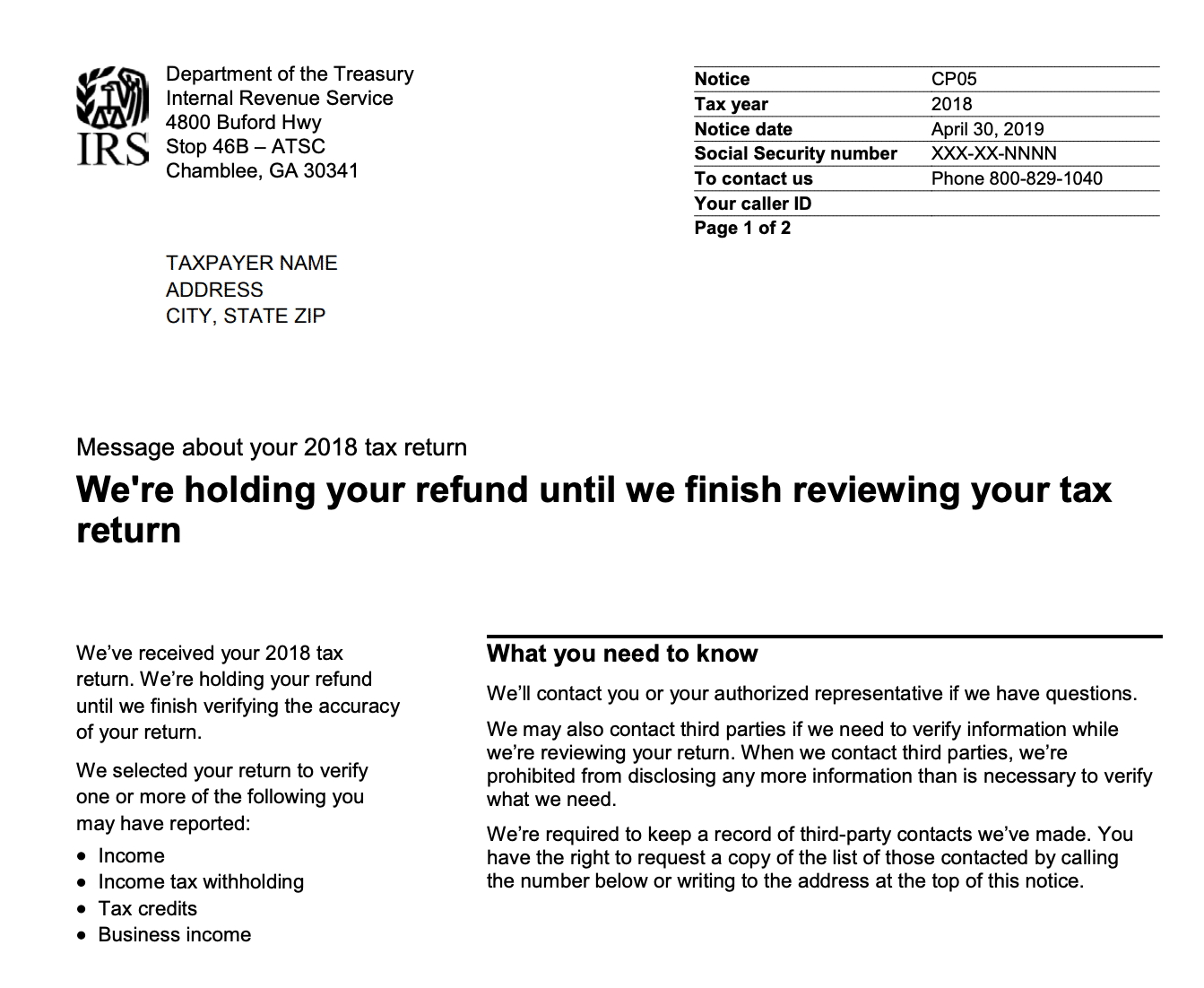sample irs letters