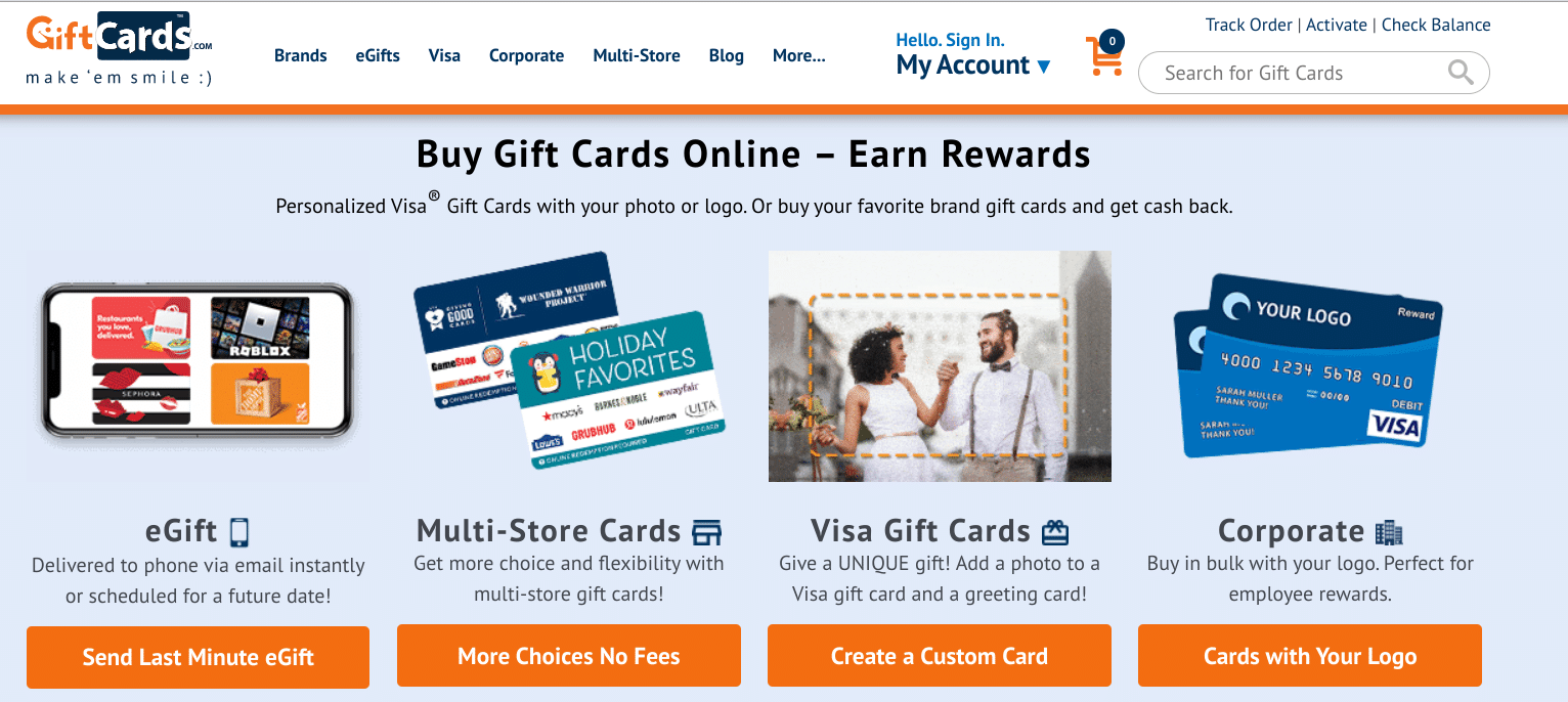 discounted gift cards: GiftCards.com