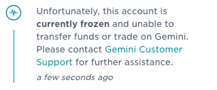 Gemini review: customer service froze account