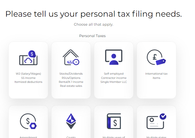Screenshot of Picnic Tax's menu for determining costs