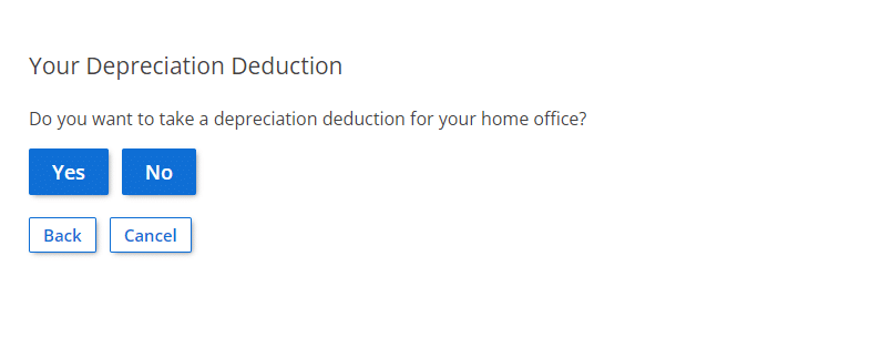 Screenshot of 1040.com's Depreciation Deduction Worksheet