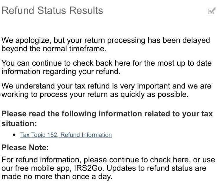 Refund Status Delayed Message