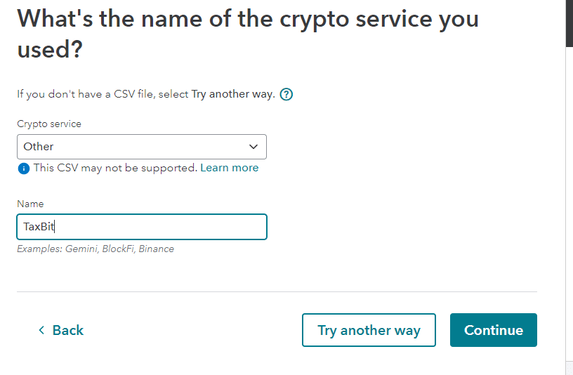 Screenshot Select Name Of Crypto Service