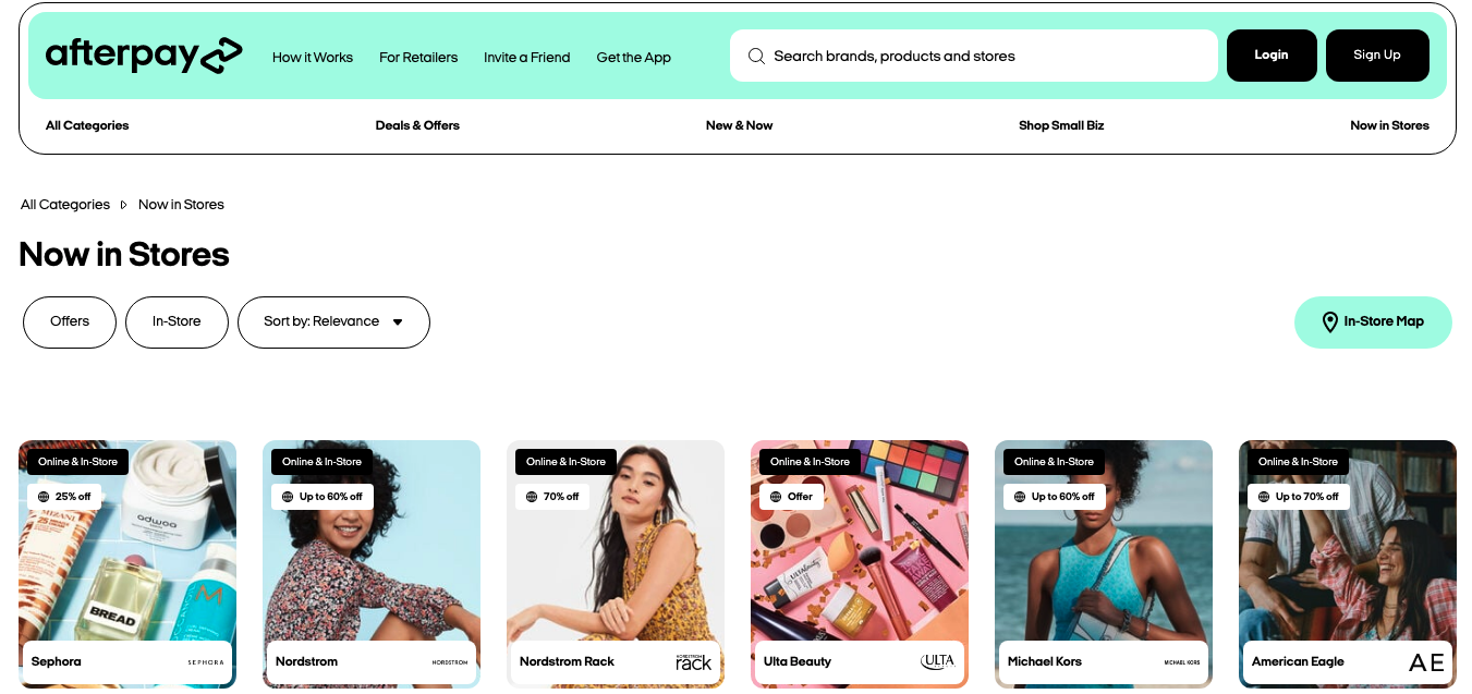 afterpay review: participating retailers