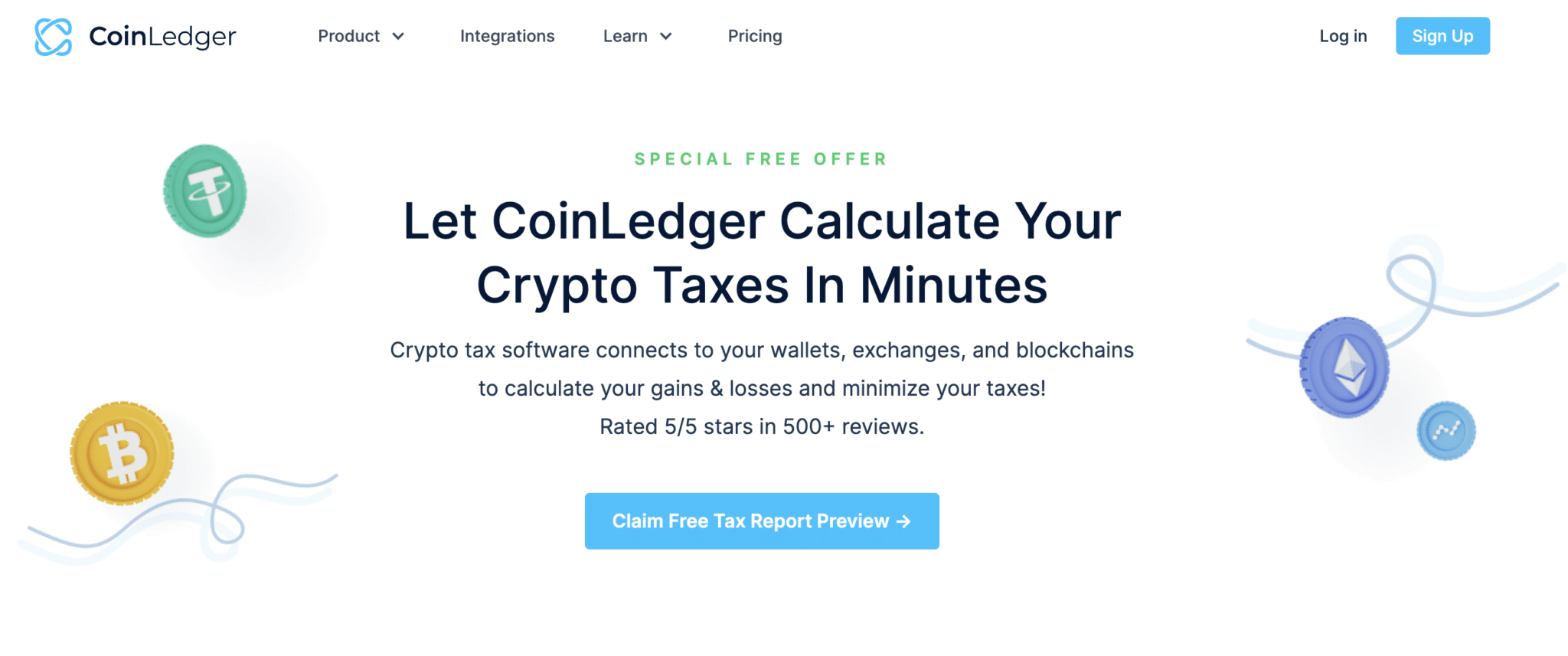 CoinLedger Review: website homepage
