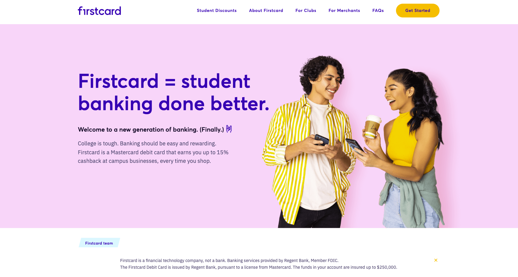firstcard student banking screenshot