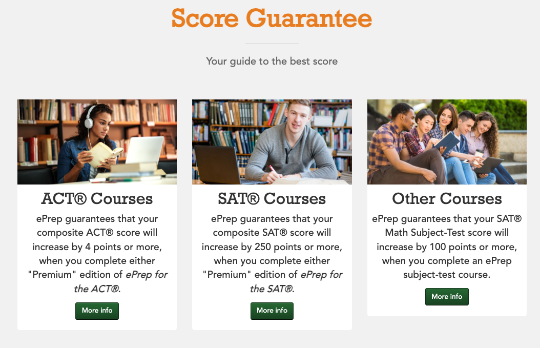 ePrep Score Guarantee how it works