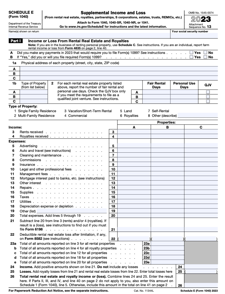 Schedule E Tax Form