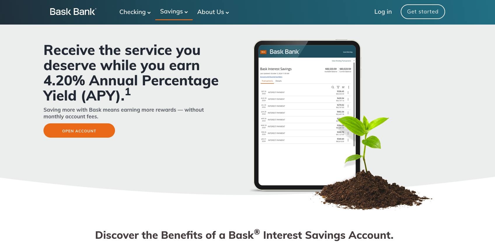 Captura de pantalla del banco Bask Captura de pantalla de ahorro bancario