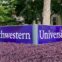 EVANSTON, IL,USA - JUNE 20, 2021 - Entrance sign and gardens to Northwestern University.