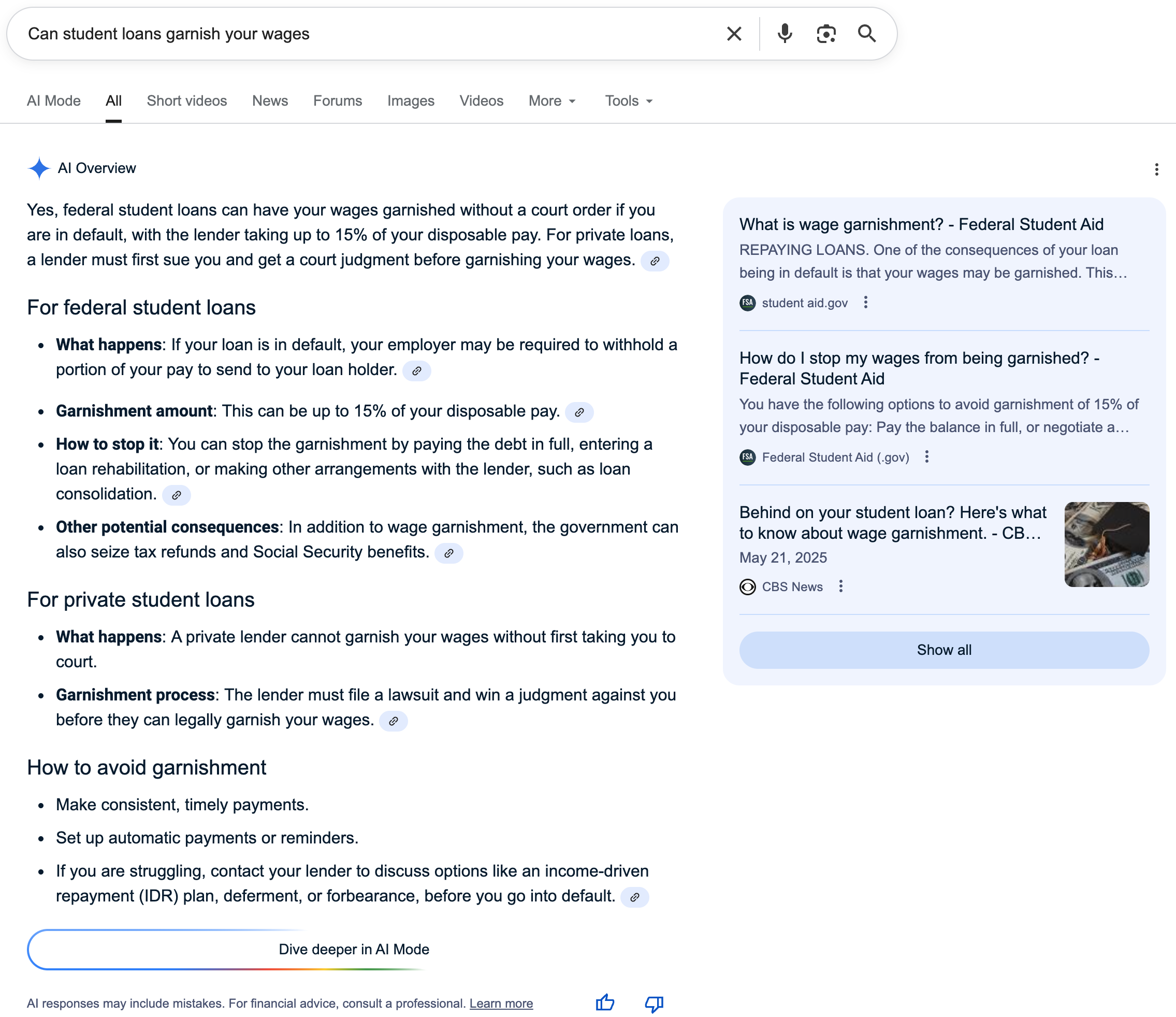 Garnish Your Wages | Screenshot by The College Investor
