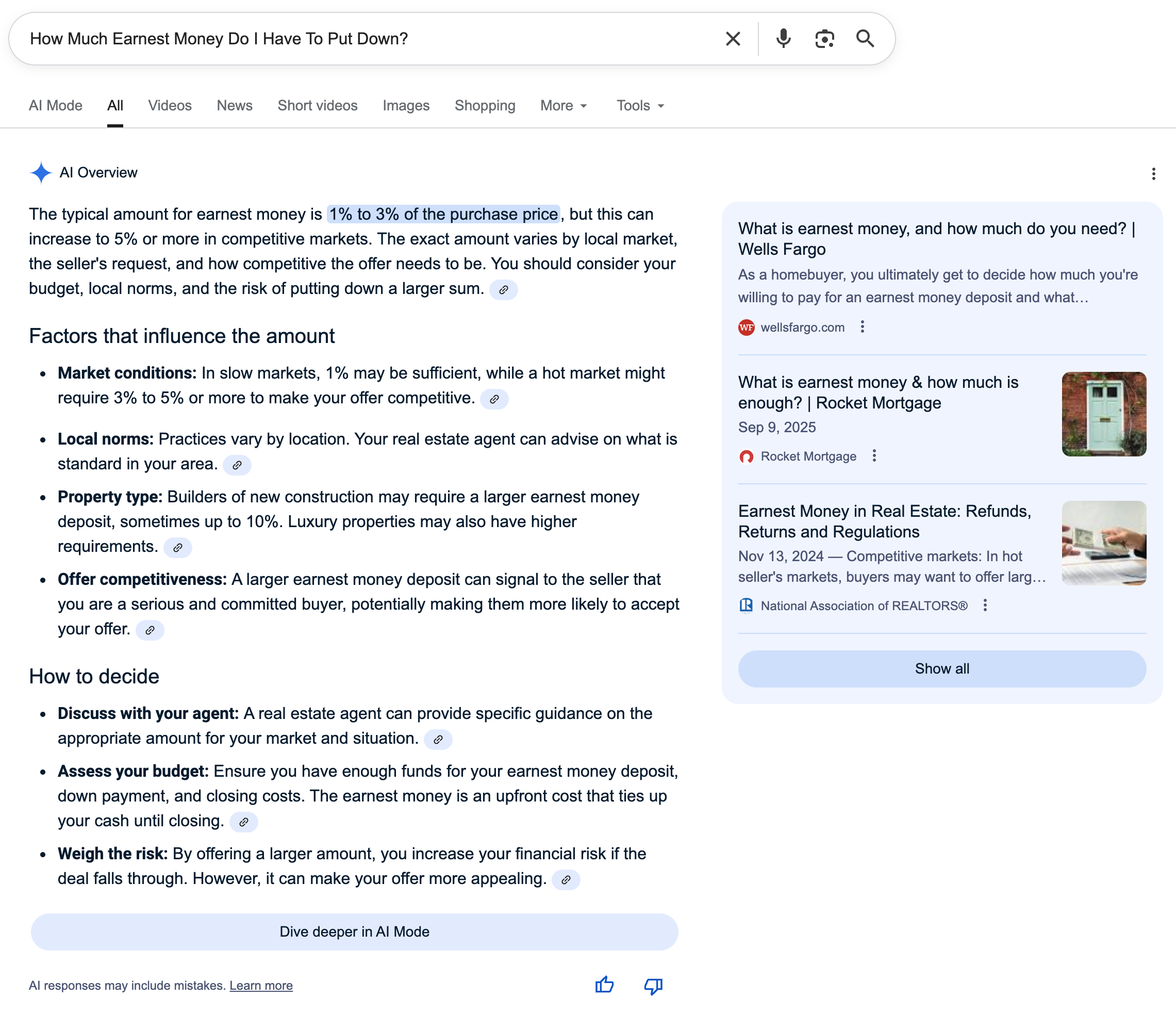 How Much Earnest Money | Screenshot by The College Investor
