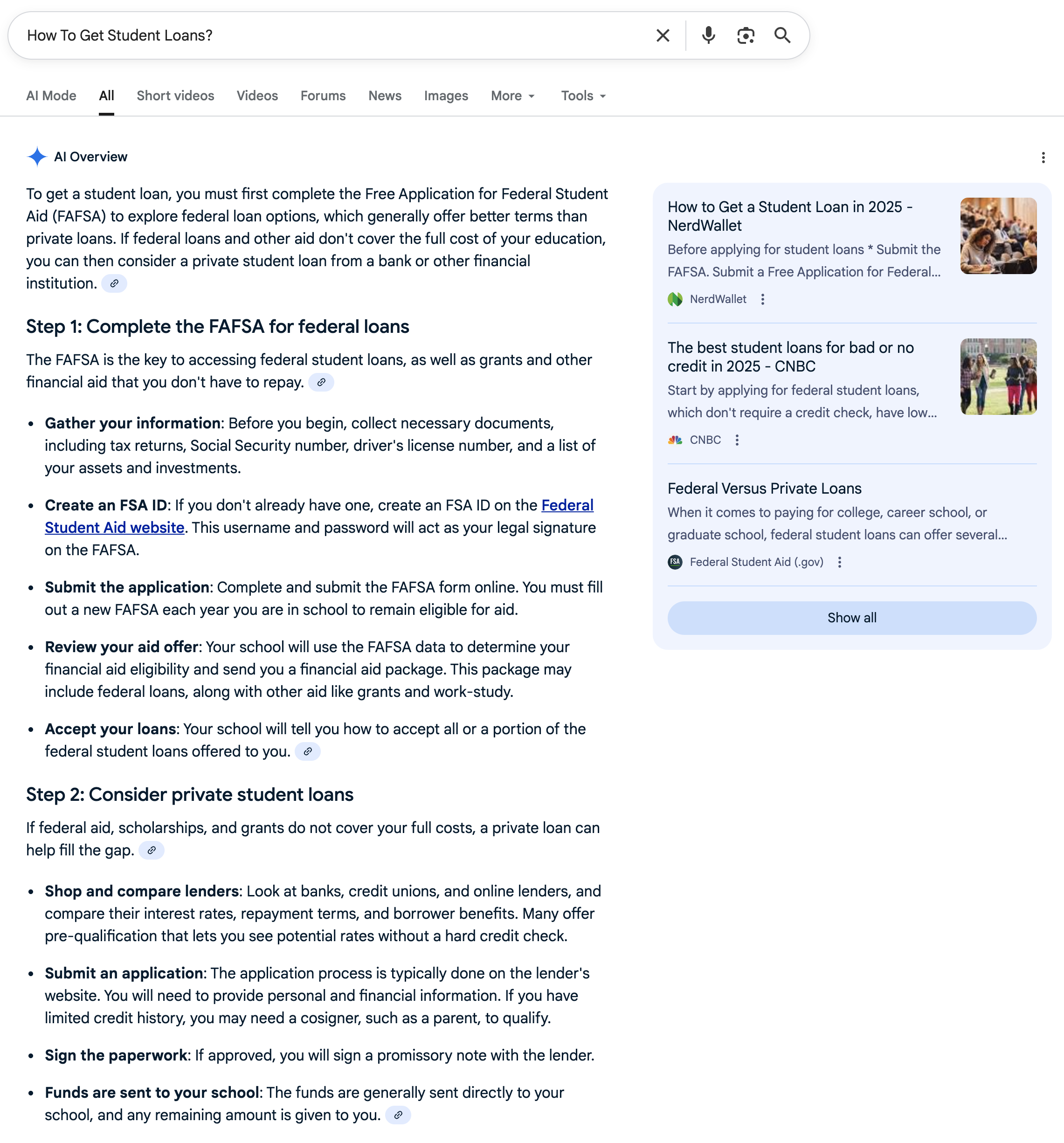 How To Get Student Loans | Screenshot by The College Investor