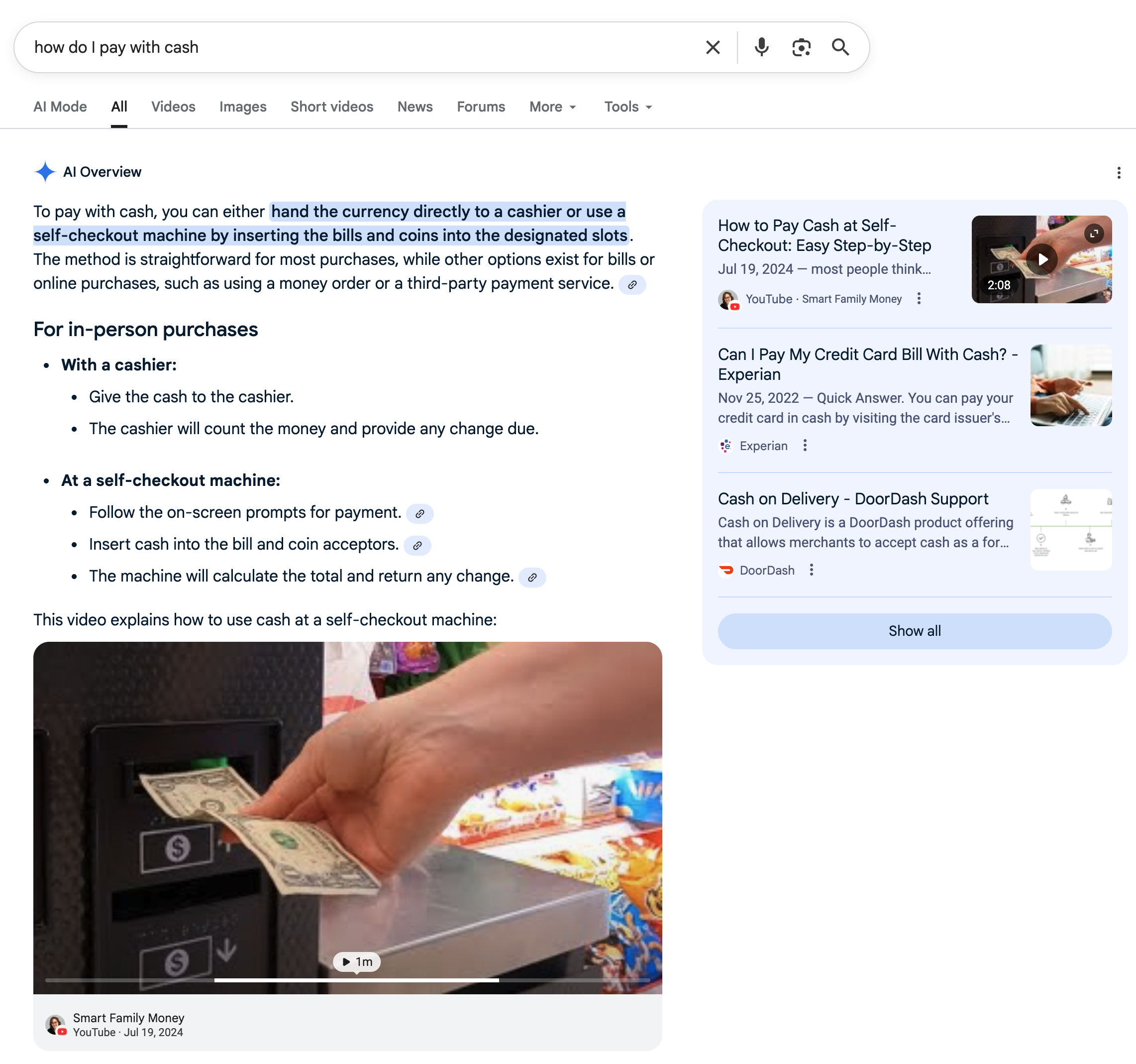 How Do I Pay With Cash | Screenshot by The College Investor