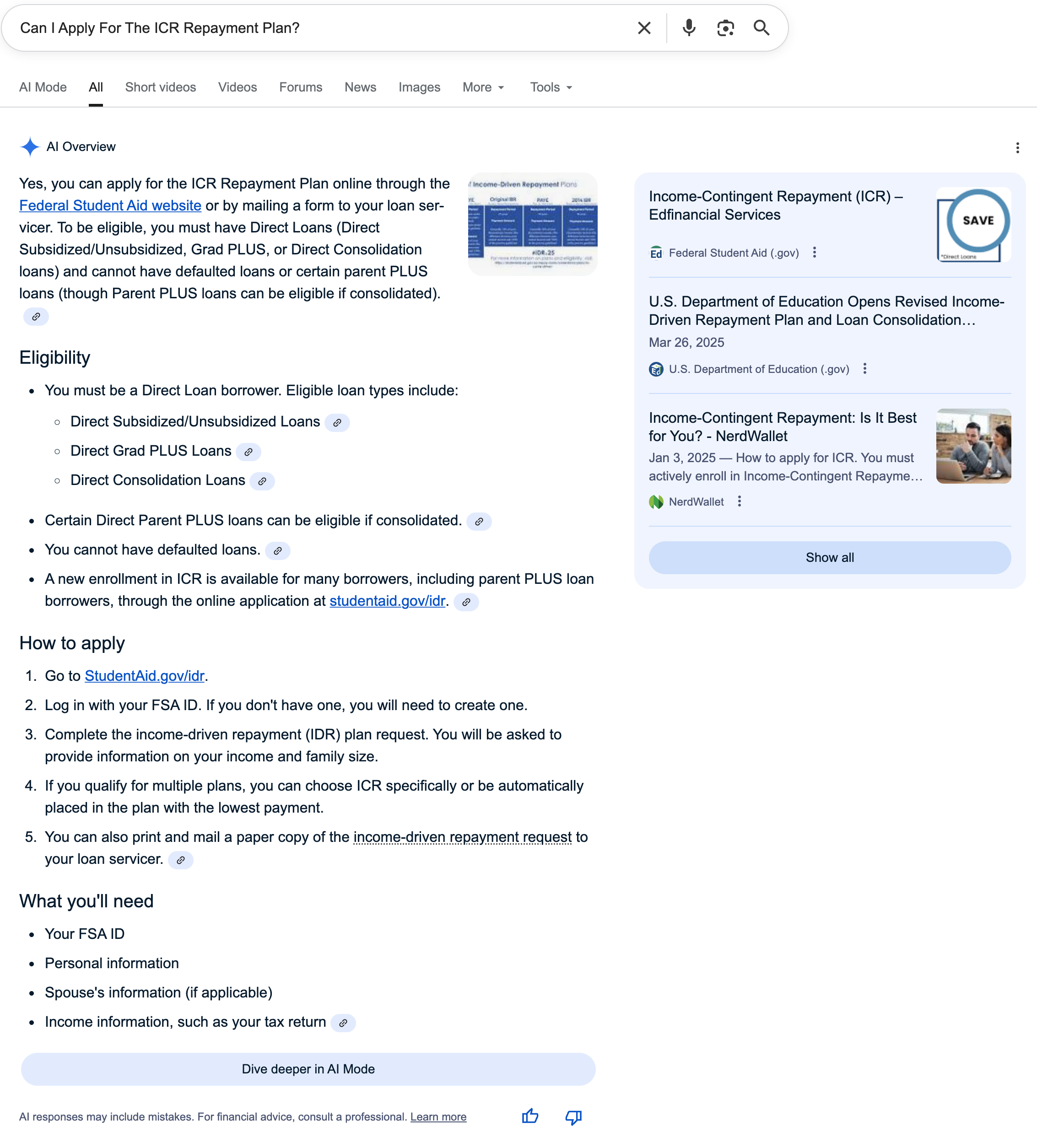 ICR Plan | Screenshot by The College Investor