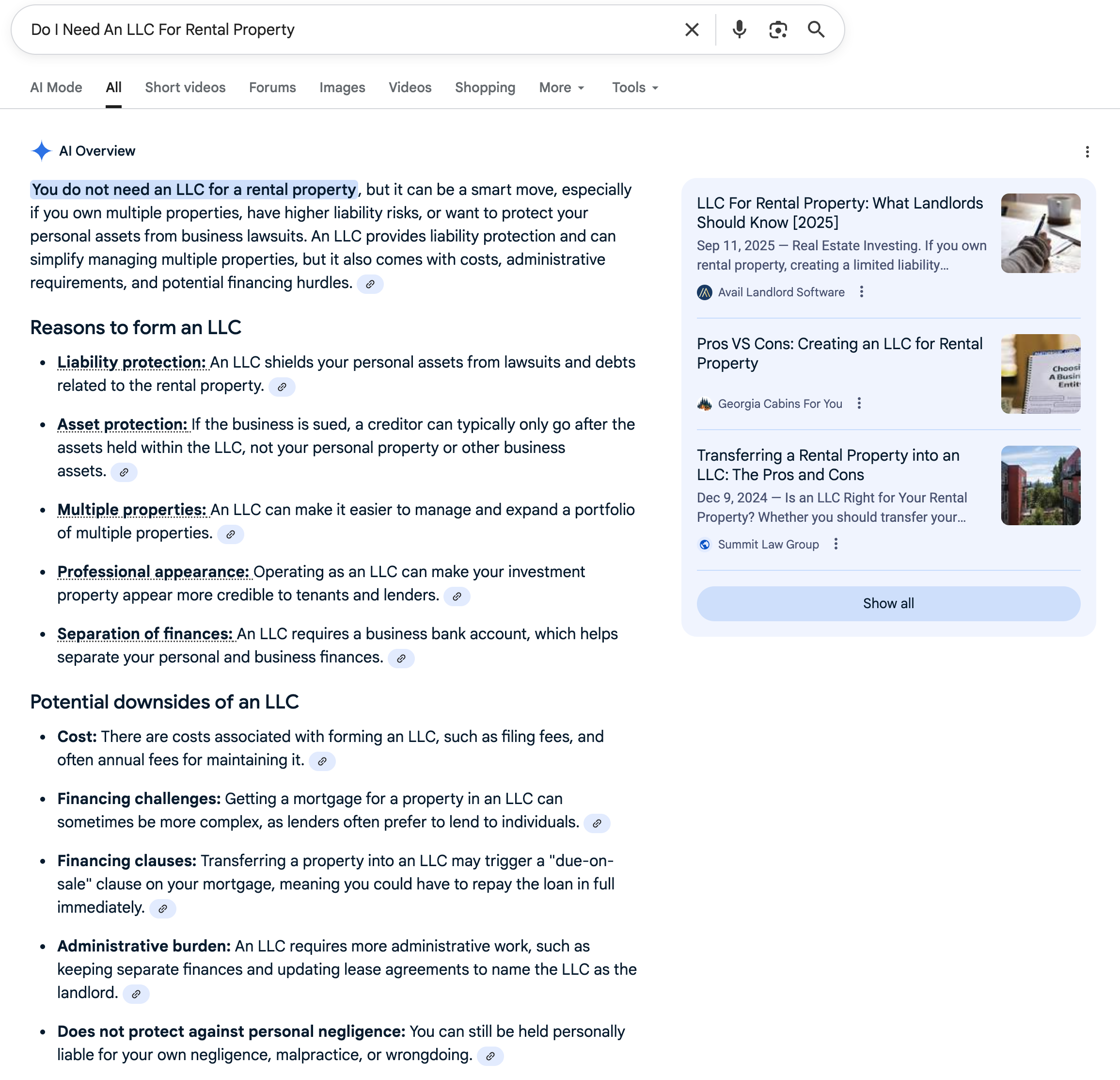 LLC for Rental Property | Screenshot by The College Investor