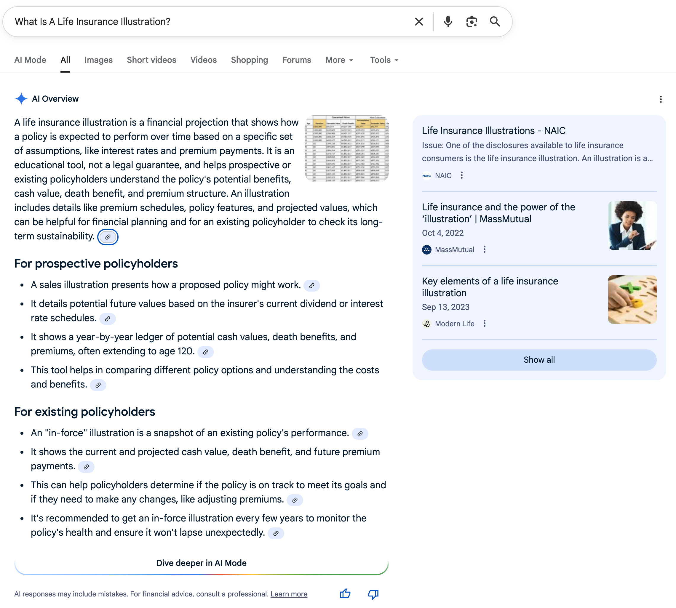 Life Insurance Illustration | Screenshot by The College Investor