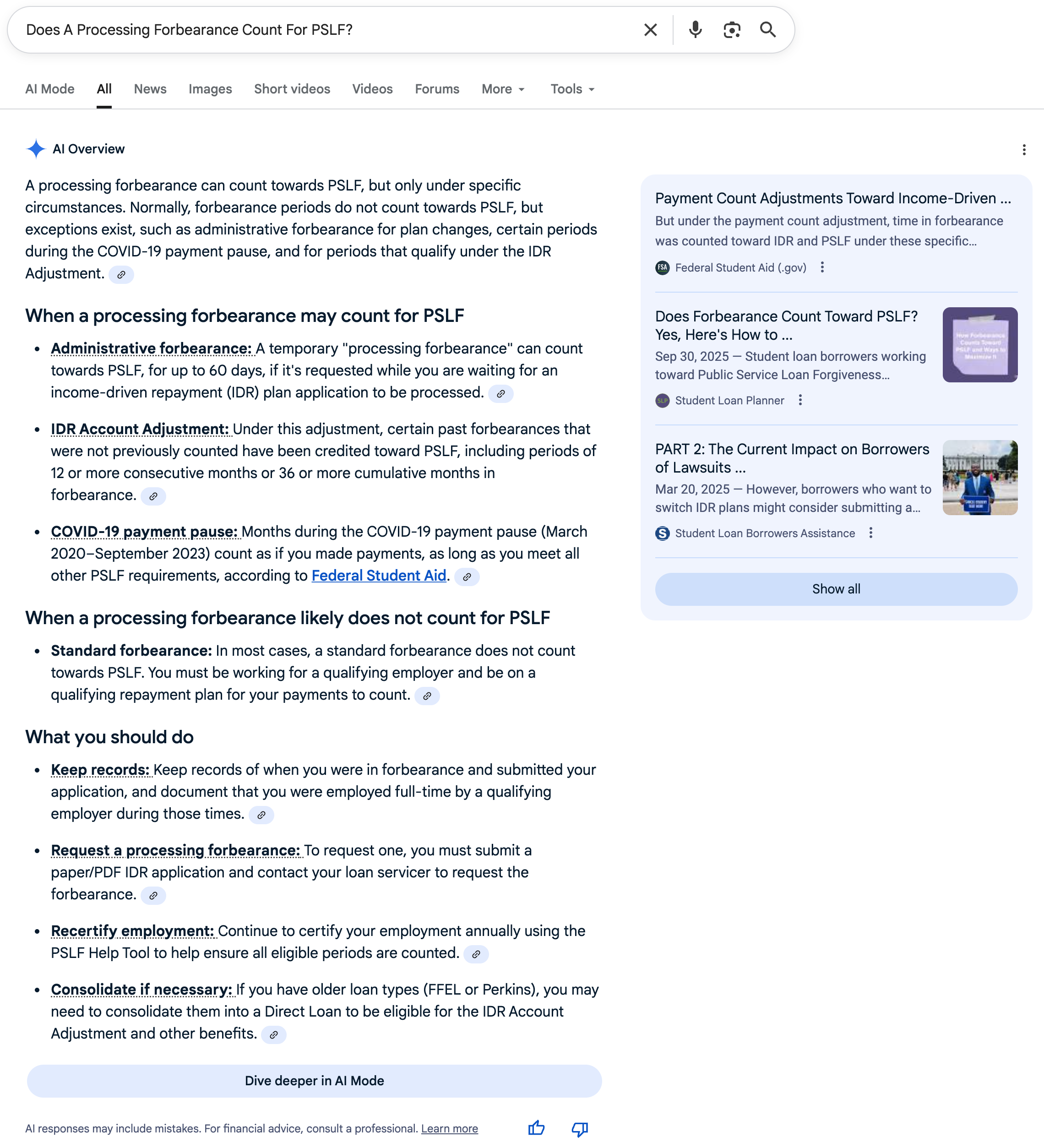 Processing Forbearance | Screenshot by The College Investor
